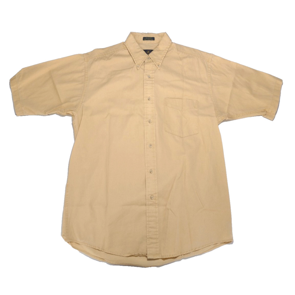 CLUB ROOM@ Men's Yellow Button Short Sleeve Mens Shirt Size Medium Chest 23"